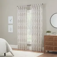 Waverly Velero Embroidered Sheer Back Tab Single Curtain Panel