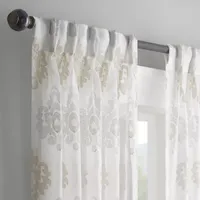 Waverly Velero Embroidered Sheer Back Tab Single Curtain Panel