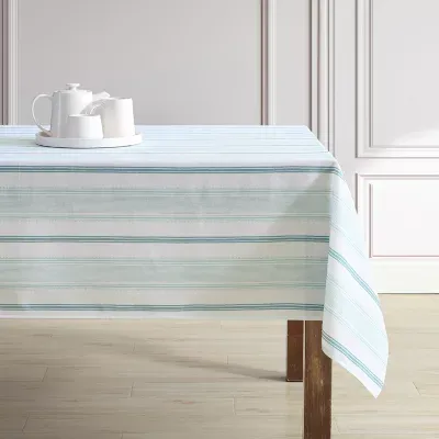Laura Ashley Easy Care Tablecloth - Teal Stripe