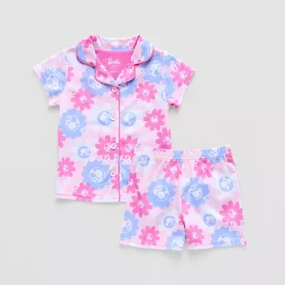 Girls Barbie V-Neck Short Sleeve 2-pc. Pajama Sets
