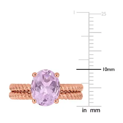 Modern Bride Gemstone Womens Genuine Purple Amethyst 14K Rose Gold Bridal Set