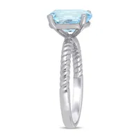 Modern Bride Gemstone Womens Genuine Blue Aquamarine 14K White Gold Engagement Ring