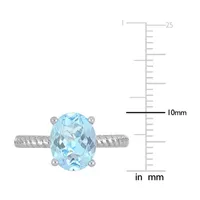 Modern Bride Gemstone Womens Genuine Blue Aquamarine 14K White Gold Engagement Ring