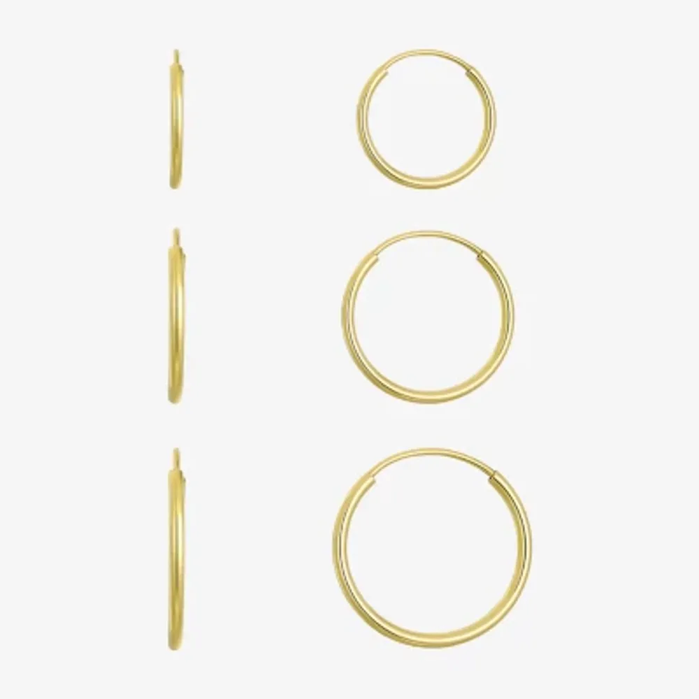 10mm, 12mm, 14mm Hoop 14K Gold 3 Pair Earring Set