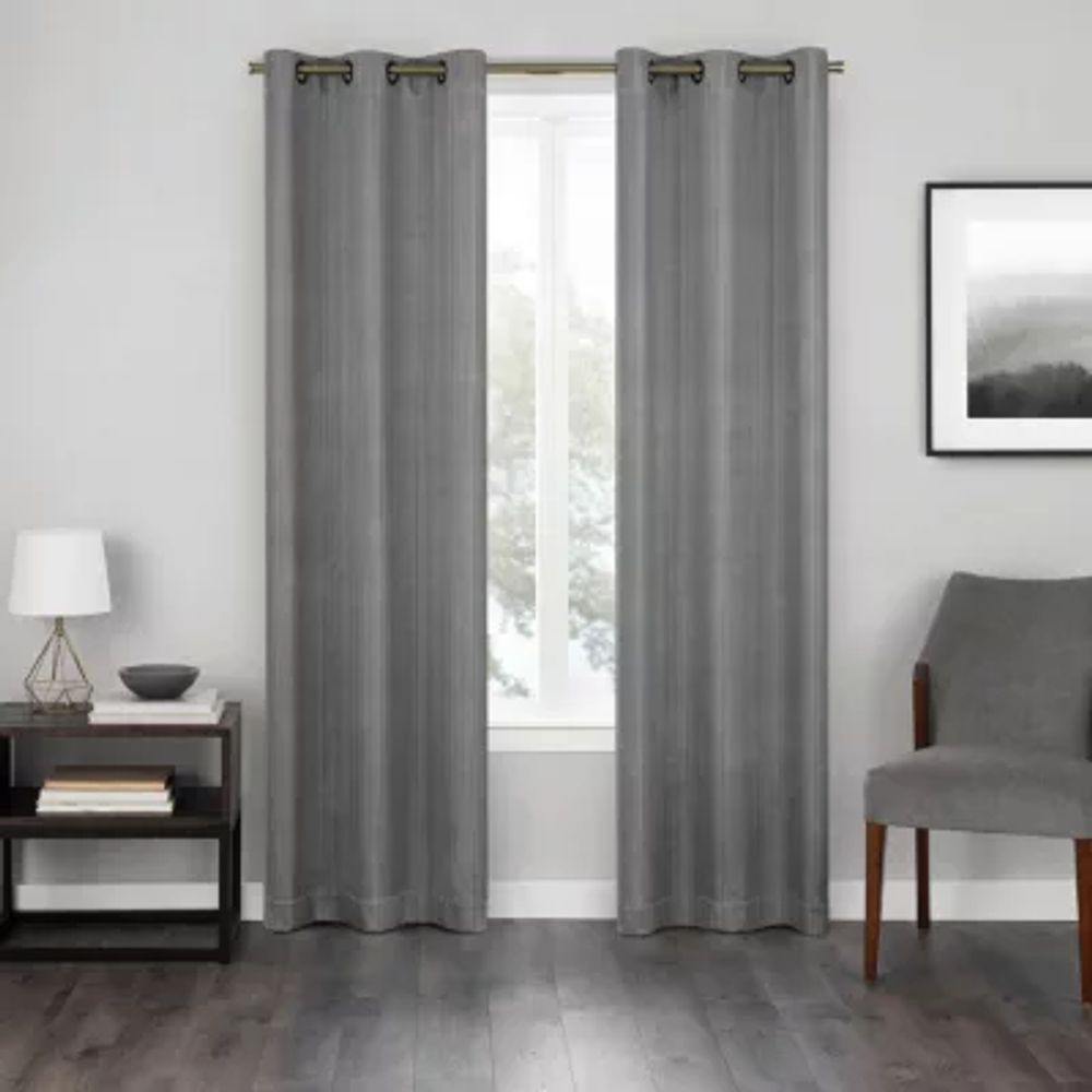 Eclipse Hazel Texture Blackout Grommet Top Single Curtain Panel