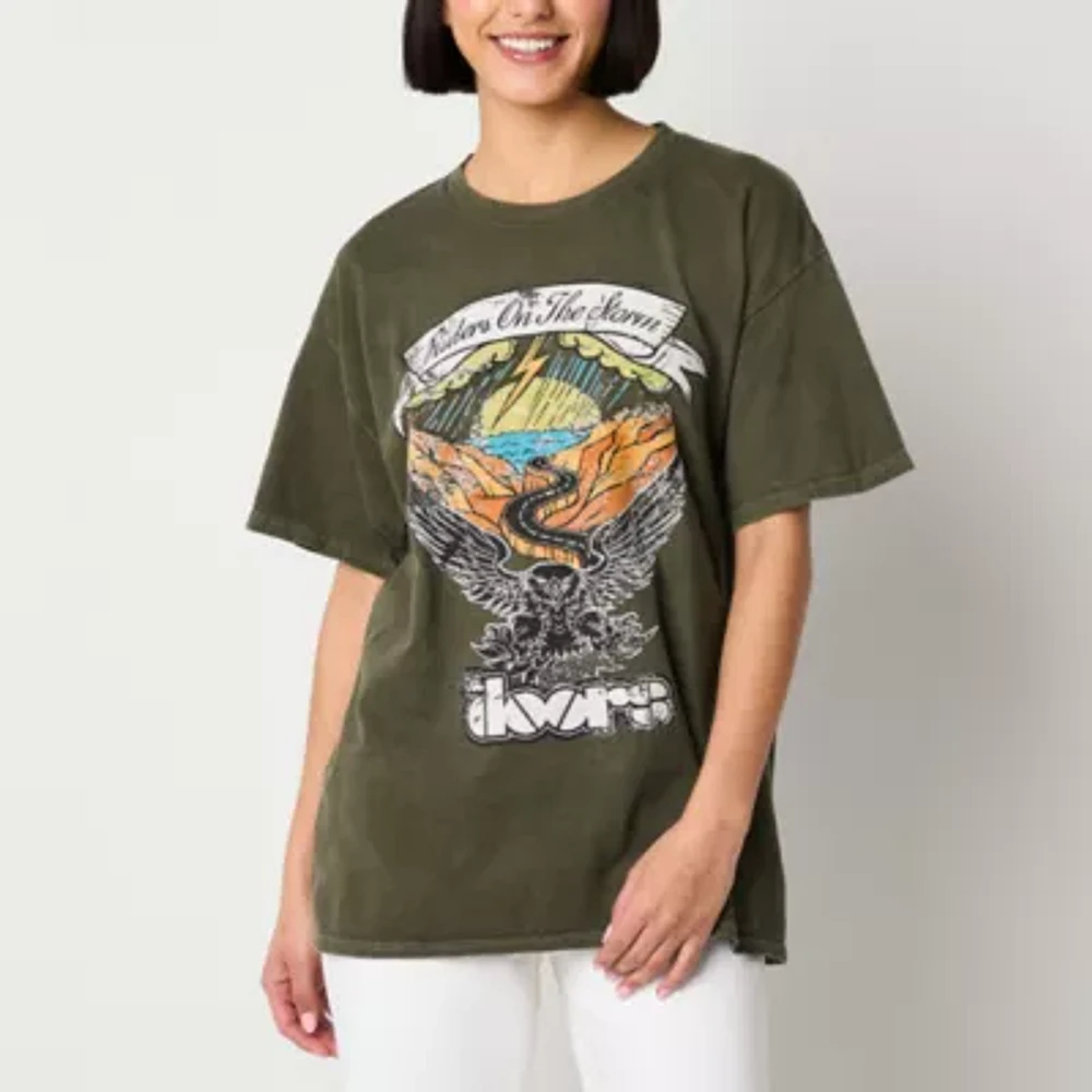 New World Juniors The Doors Riders On The Storm Womens Crew Neck Short Sleeve Graphic T-Shirt