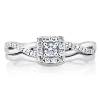 Womens 1/5 CT. Natural White Diamond 10K Gold Cushion Bridal Set