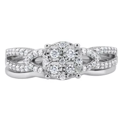 Womens 1/3 CT. T.W. Natural White Diamond 10K Gold Round Bridal Set