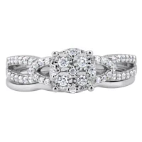 Womens 1/ CT. T.W. Natural White Diamond 10K Gold Round Bridal Set