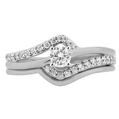 Womens 1/2 CT. T.W. Natural White Diamond 10K Gold Round Bridal Set