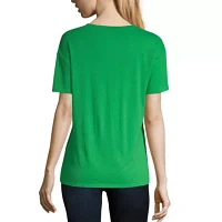 City Streets Womens Round Neck Short Sleeve Graphic T-Shirt-Juniors
