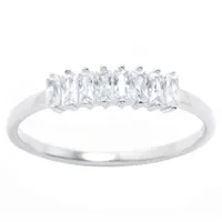 Silver Treasures Cubic Zirconia Sterling Band Ring