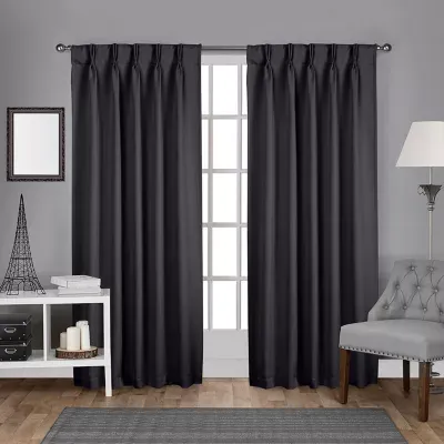 Exclusive Home Curtains Sateen Energy Saving Blackout Pinch Pleat Set of 2 Curtain Panel