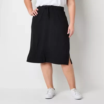 St. John's Bay Womens Mid Rise Midi A-Line Skirt-Plus