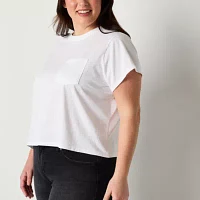 a.n.a Womens Plus Round Neck Short Sleeve T-Shirt