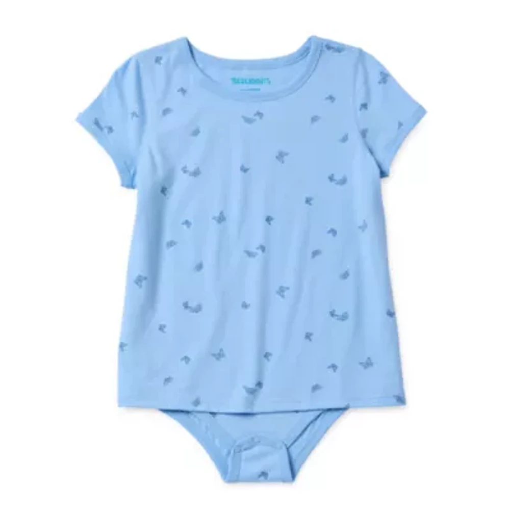 Thereabouts Little & Big Girls Adaptive Round Neck Short Sleeve Bodysuit