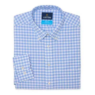 Stafford Coolmax Oxford Mens Regular Fit Long Sleeve Gingham Button-Down Shirt