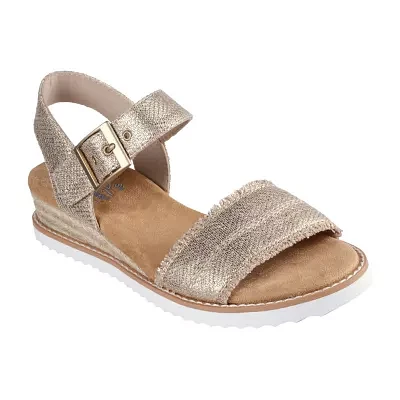 Skechers Bobs Womens Desert Kiss Gold Crush Strap Sandals