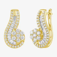 Diamond Blossom (G / Si2) 2 CT. T.W. Lab Grown White Diamond 10K Gold 22.5mm Hoop Earrings