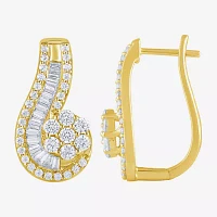 Diamond Blossom (G / Si2) 2 CT. T.W. Lab Grown White Diamond 10K Gold 22.5mm Hoop Earrings