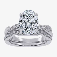 G-H / Si1-Si2) Womens 1/ CT. T.W. Lab Grown White Diamond 14K Gold Oval Side Stone Engagement Ring