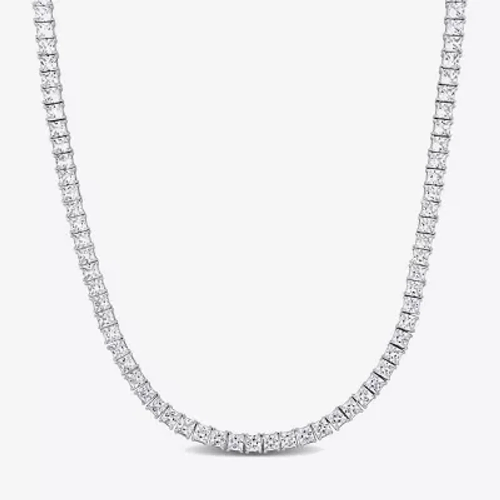 Mens Lab Created White Sapphire Sterling Silver Tennis Necklaces