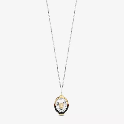 Enchanted Disney Fine Jewelry Womens 1/6 CT. T.W. Natural White Topaz 14K Gold Sterling Silver Evil Queen Pendant Necklace