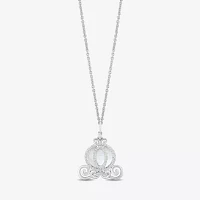 Enchanted Disney Fine Jewelry Womens 1/6 CT. T.W. Natural White Mother Of Pearl Sterling Silver Cinderella Princess Pendant Necklace