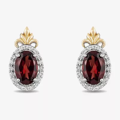 Enchanted Disney Fine Jewelry 1/10 CT. T.W. Genuine Red Garnet 14K Gold Over Silver Sterling Silver 11.5mm Anna Princess Frozen Stud Earrings