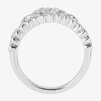 Enchanted Disney Fine Jewelry Womens 1/10 CT. T.W. Natural White Diamond Sterling Silver Cinderella Princess Cocktail Ring