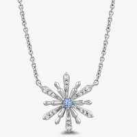Enchanted Disney Fine Jewelry Womens 1/10 CT. T.W. Genuine Blue Aquamarine Sterling Silver Pendant Necklaces