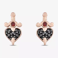 Enchanted Disney Fine Jewelry 1/8 CT. T.W. Genuine Red Garnet 10K Rose Gold 12.6mm Evil Queen Stud Earrings
