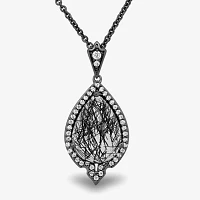 Enchanted Disney Fine Jewelry Womens 1 1/4 CT. T.W. Genuine Black Quartz Sterling Silver Maleficent Pendant Necklace