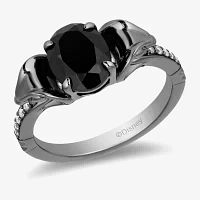 Enchanted Disney Fine Jewelry Womens Diamond Accent Genuine Black Onyx Sterling Silver Aladdin Jafar Cocktail Ring
