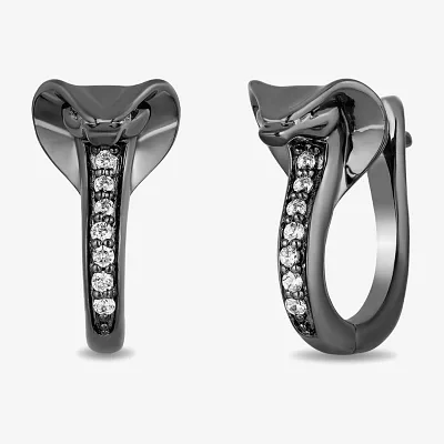 Enchanted Disney Fine Jewelry 1/10 CT. T.W. Natural White Diamond Sterling Silver 15mm Aladdin Jafar Hoop Earrings