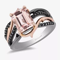 Enchanted Disney Fine Jewelry Womens 1/5 CT. Genuine Pink Morganite 14K Rose Gold Sterling Silver Maleficent Cocktail Ring