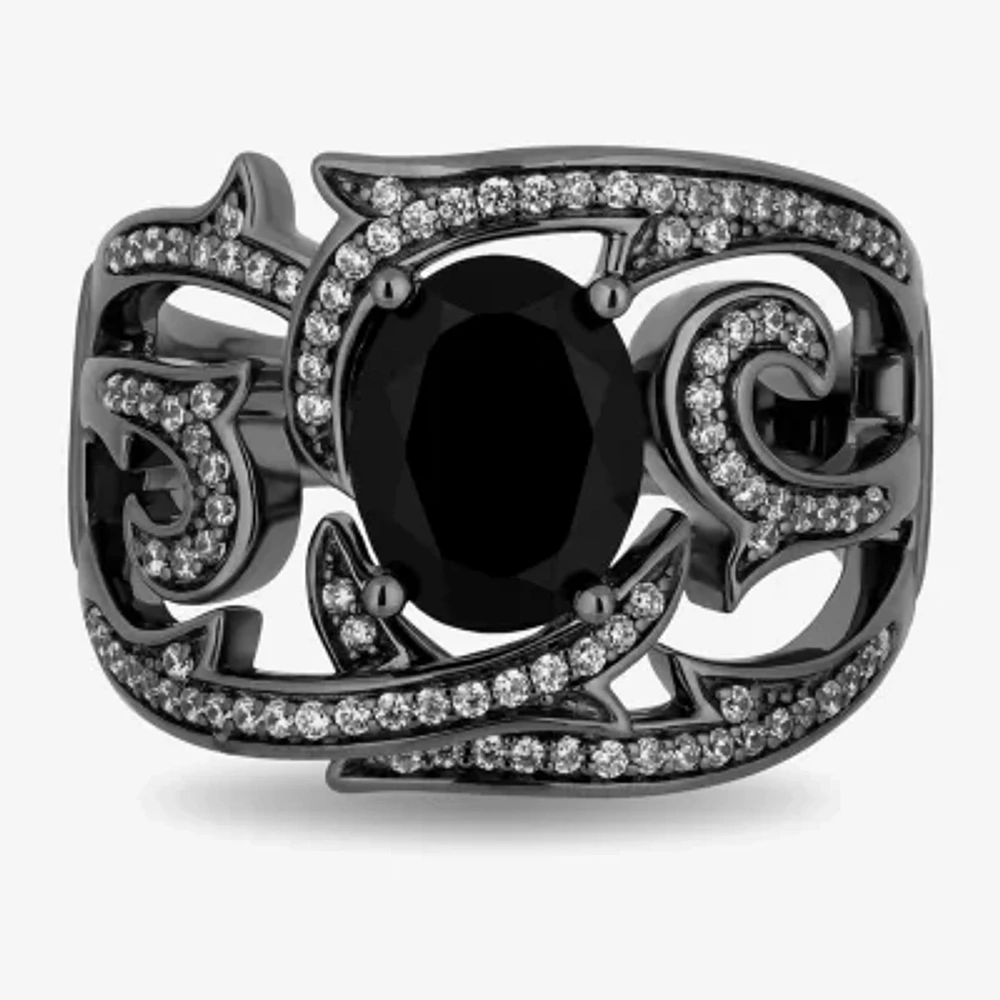 Enchanted Disney Fine Jewelry Womens 1/3 CT. T.W. Genuine Black Onyx Sterling Silver Maleficent Cocktail Ring