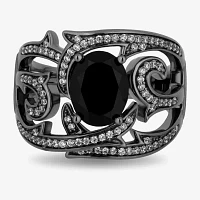 Enchanted Disney Fine Jewelry Womens 1/3 CT. T.W. Genuine Black Onyx Sterling Silver Maleficent Cocktail Ring