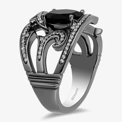 Enchanted Disney Fine Jewelry Womens 1/3 CT. T.W. Natural Black Onyx Sterling Silver Maleficent Cocktail Ring