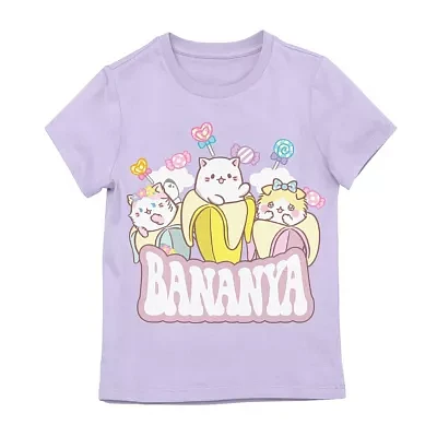 Little & Big Girls Bananya Round Neck Short Sleeve Graphic T-Shirt