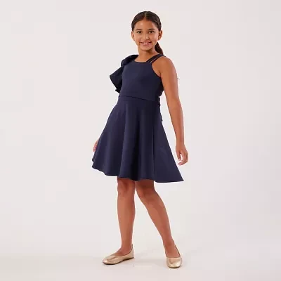 Bonnie Jean Big Girls Sleeveless Flutter Sleeve Fit + Flare Dress