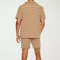 Forever 21 Mens Regular Fit Short Sleeve Abstract Button-Down Shirt