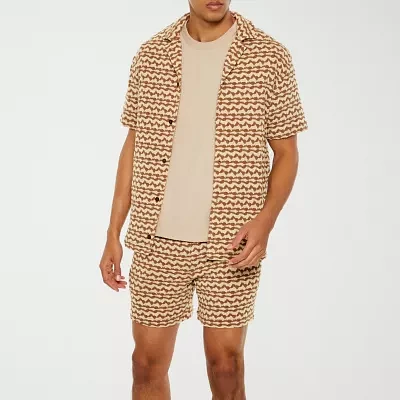 Forever 21 Mens Regular Fit Short Sleeve Abstract Button-Down Shirt