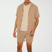 Forever 21 Mens Regular Fit Short Sleeve Abstract Button-Down Shirt