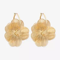 Bijoux Bar Gold Tone Flower Hoop Earrings