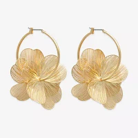 Bijoux Bar Gold Tone Flower Hoop Earrings