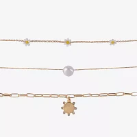 Arizona Gold Tone Daisy Necklace Set