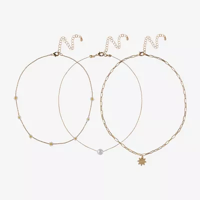Arizona Gold Tone Daisy Necklace Set