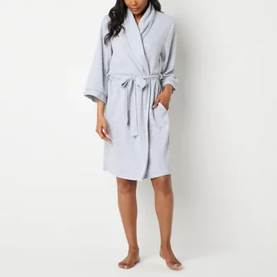 Liz Claiborne Womens Waffle 3/4 Sleeve Knee Length Robe