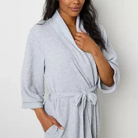Liz Claiborne Womens Waffle 3/4 Sleeve Knee Length Robe